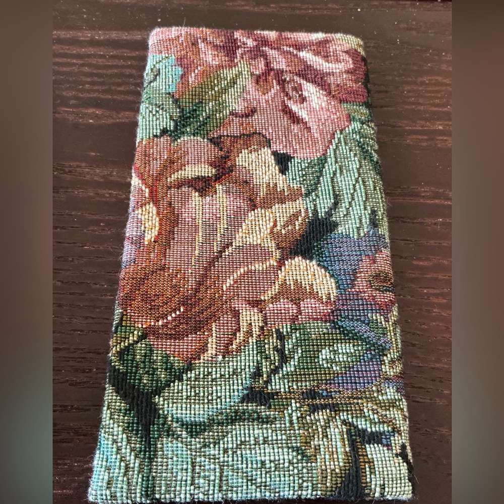 Tapestry checkbook cover, unused.
